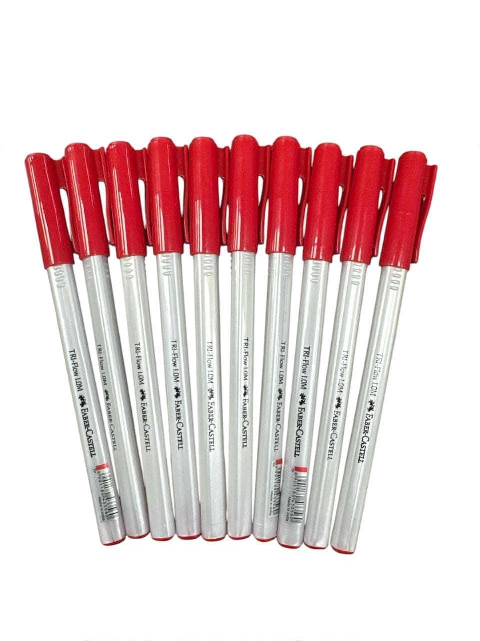Faber-Castell C Triflow Ballpoint Pen 10-Piece Set, 1 mm Tip Size, Red