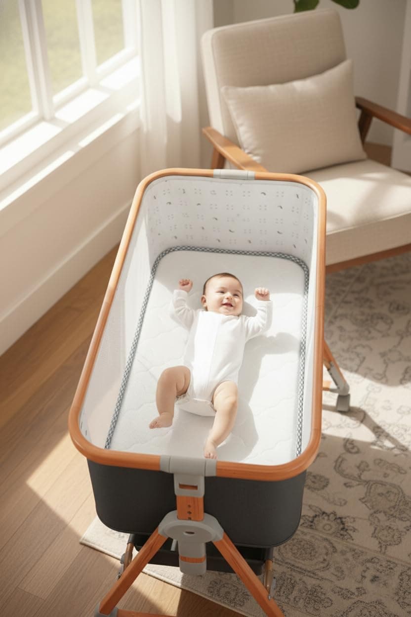 Fun Moment Foam Crib Mattress Suitable for Bedside Cot 90x45cm with Washable Cover, Breathable Mattress Made in Saudi Arabia
