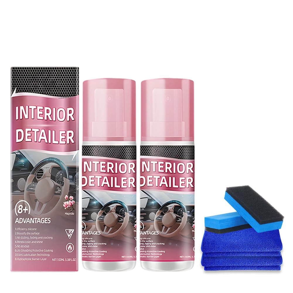 ALMEKAQUZ 2 PCS 100ml Car Interior Detailer Spray, Waterless Interior Polish Cleaner for Car Seats, Dashboard, Leather & Plastic, Fresh Scent Suitable for Most Interior Materials