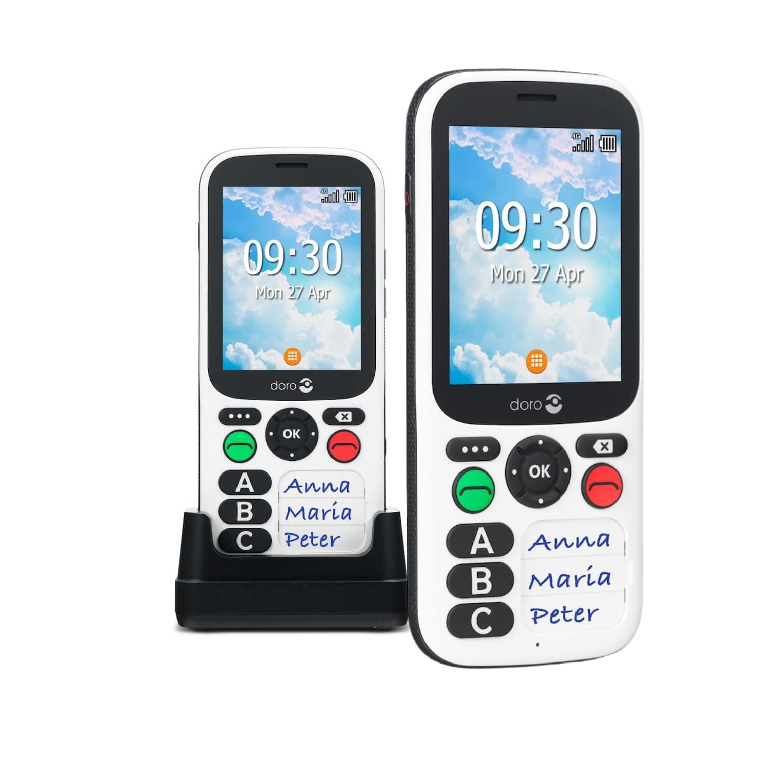 DORO 780X Dual-SIM 4GB ROM + 512MB RAM (GSM Only | No CDMA) Factory Unlocked 4G/LTE Cell Phone (Black/White) - International Version