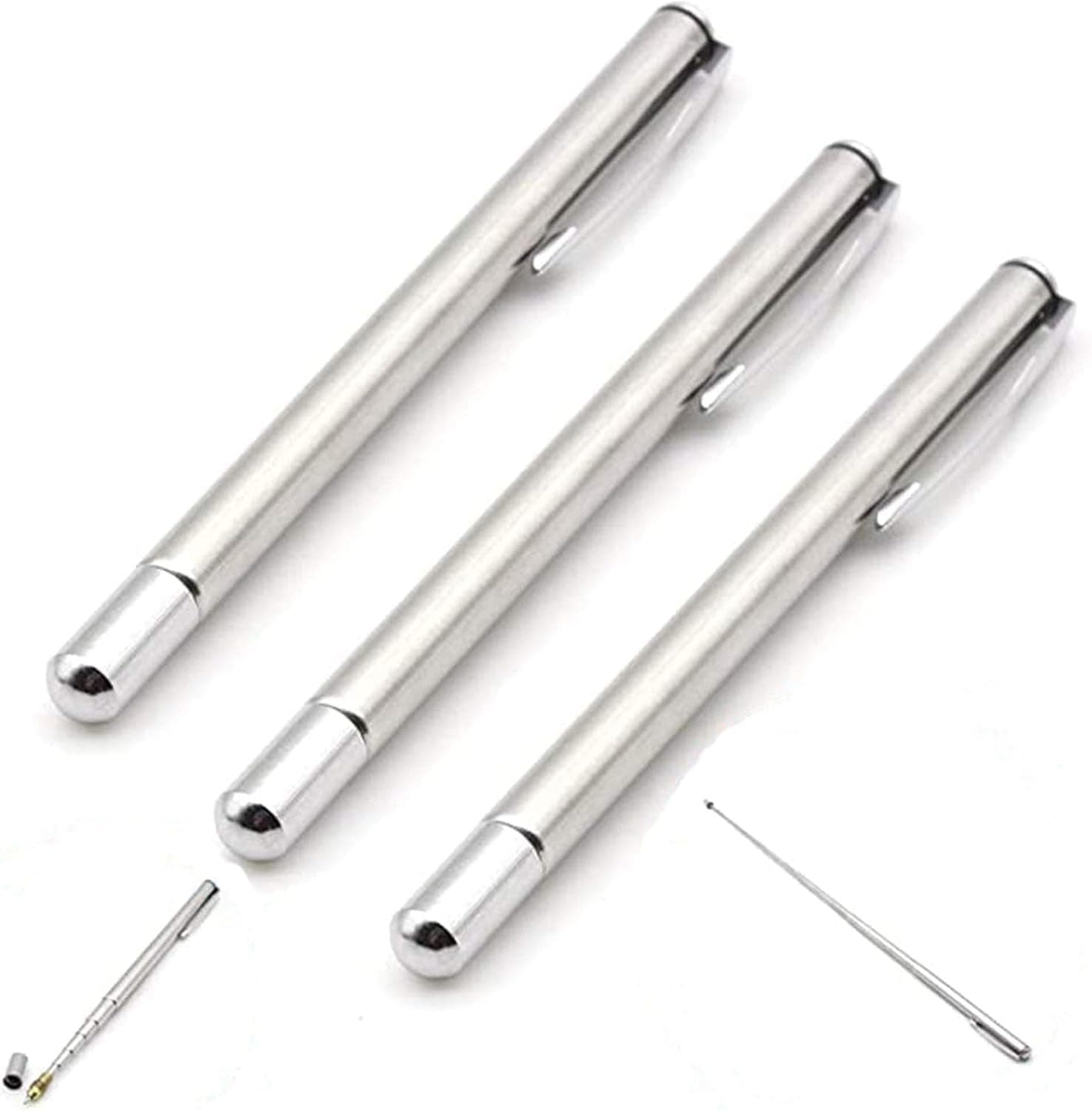 X Spring Teachers Pointer, 3 PCS Extendable Metal Presentation Tool with Six Segment Telescopic Rod, Handheld Classroom Instruction Aid, Professional Teaching Supplies for Educators and Schools