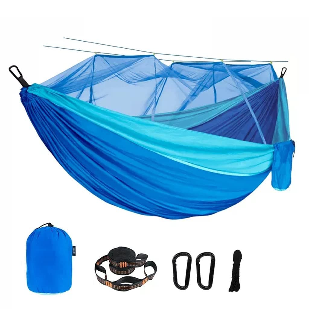Outdoor Hammock Anti-rollover Travel Camping Portable Hammock Hanging Chair Outdoor Portable Camping Travel Equipment (Color : Dark blue+blue, Size : 260 * 135cm)