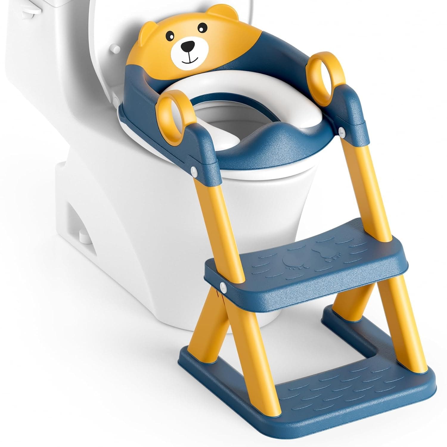 Potty Training Seat, Upgrade Toddler Toilet Seat for Kids Boys Girls, 2 in 1 Potty Training Toilet for Kids, Splash Guard Anti-Slip Pad Step Stool (Blueyellow)