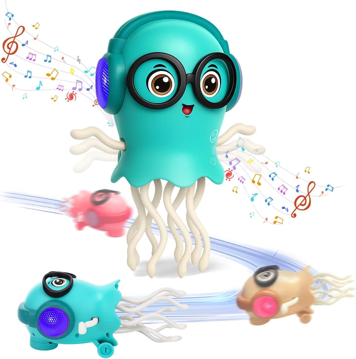 Dancing Jellyfish Baby Toy, Crawling Jellyfish Tummy Time Toy, Magic Dancing Music Crawling Toys for 3 4 5 6 7 8 Year Old Girl Kids Boy Birthday Gifts, Interactive Relax for Office Desk (Green)