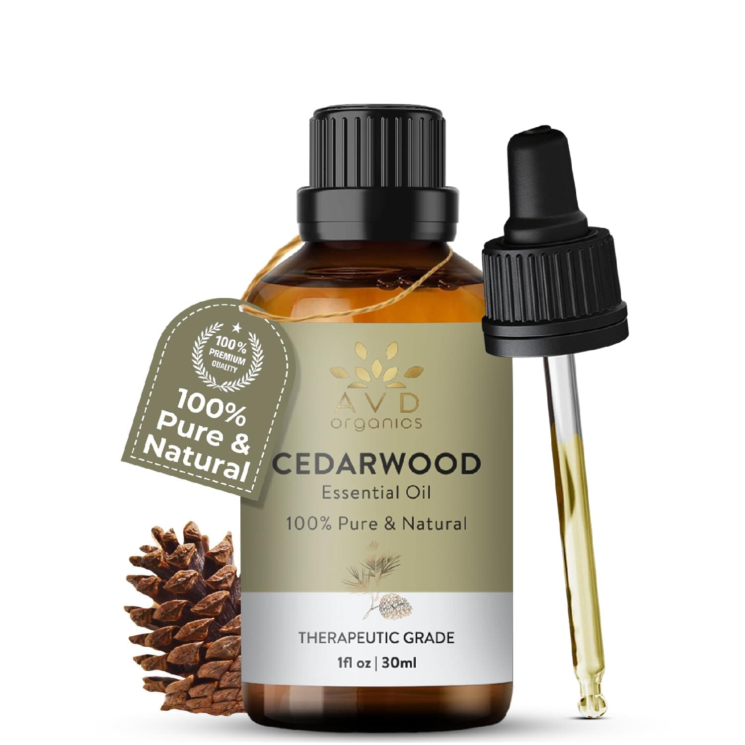 AVD ORGANICS Cedarwood Essential Oil 30 Ml| For Skin And Focus | Woody And Earthy Aroma For Clarity | Diffuser Fragrance Oil Soaps Candles |1 Fl. Oz