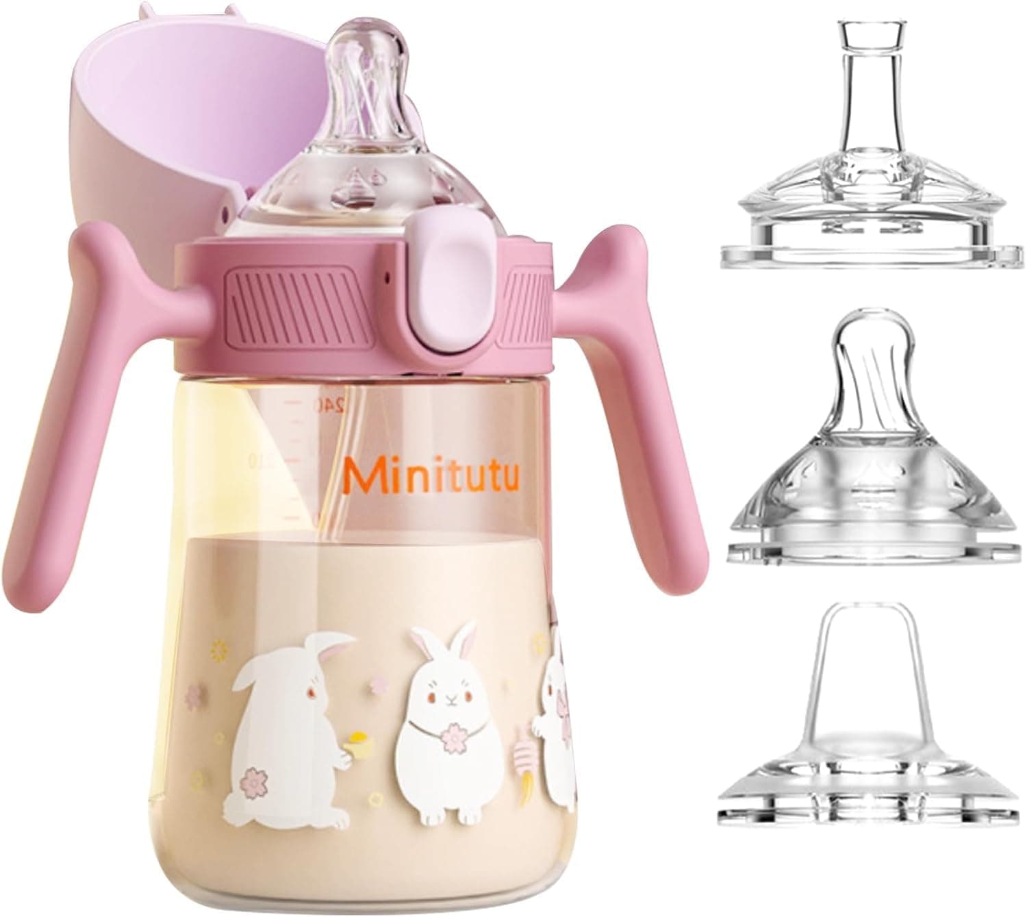 BOOM Baby Sippy Cup 240ml with Weighted Straw, 3-in-1 Spill-Proof & Leak-Proof Sippy Cup for Toddlers, BPA-Free Soft Silicone Spout with Handles – كوب أطفال مضاد للتسرب مع شفاط سيليكون ومقبض (Purple)