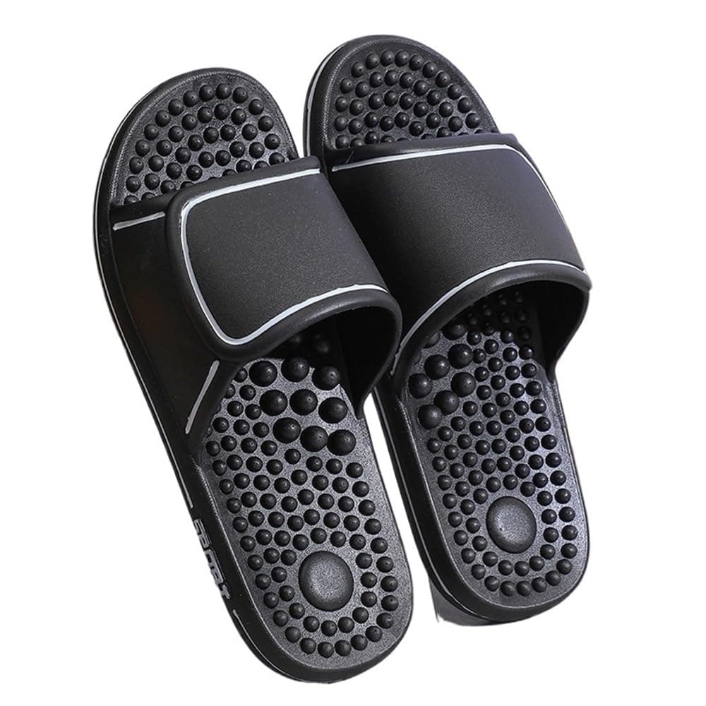 Foot Massager Slippers Open Toe Reflexology Sandals Plantar Fasciitis Pain Relief Sandals Relieve Plantar Stress Acupressure Relaxation For Men Women(Black,42/43 EU)