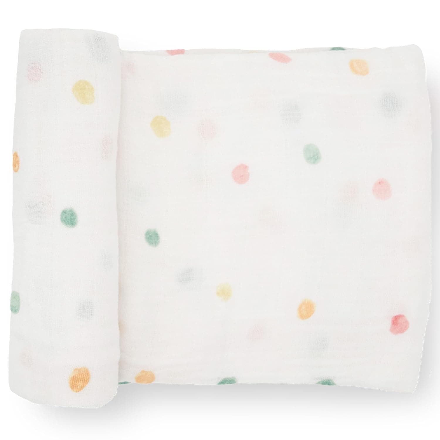 Little Unicorn Cotton Muslin Single Swaddle Blanket, 120 x 120 cm Size, Party Dots