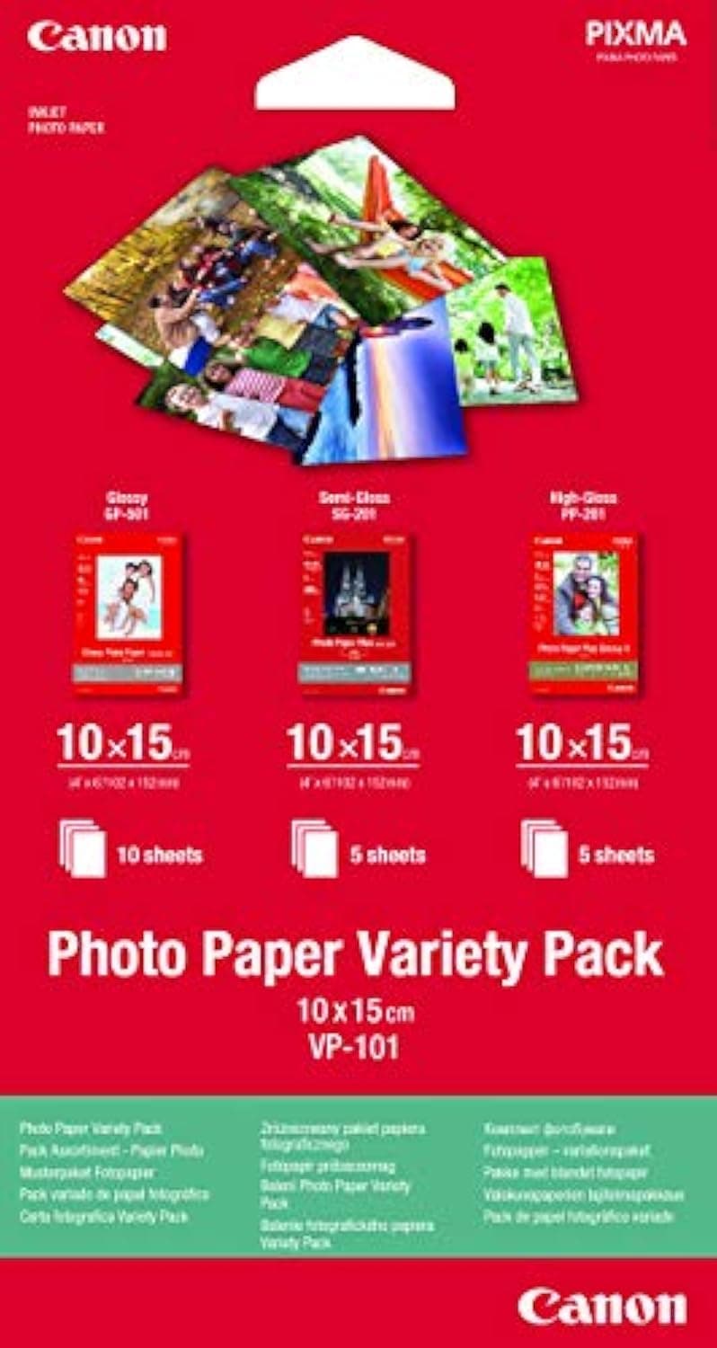 Canon VP-101 Photo Paper Variety Pack 4x6” and A4-20 Sheets