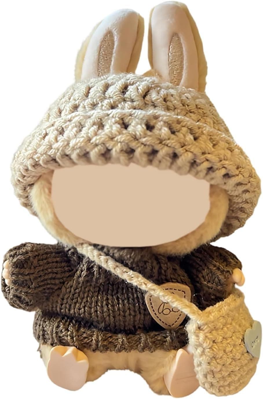 3-Piece Handcrafted Crochet Doll Clothes - Compatible with Labubu 5.91-6.7inch (15-17cm) Dolls as Accessories, Premium Dolls Outfit with Accessories, Hand Crocheted Hat, Sweaters, Bag
