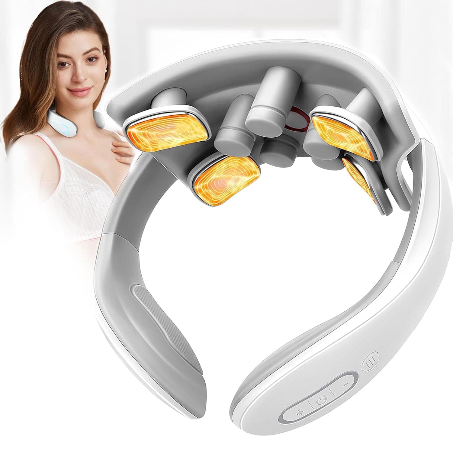 Neck Massager With Electric Pulse, Smart Cervical Massager Neck Pain Relief, Intelligent Neck Massager With Heat Therapy For Relaxation, Outdoor Portable Cordless Tens Deep Tissue Massager