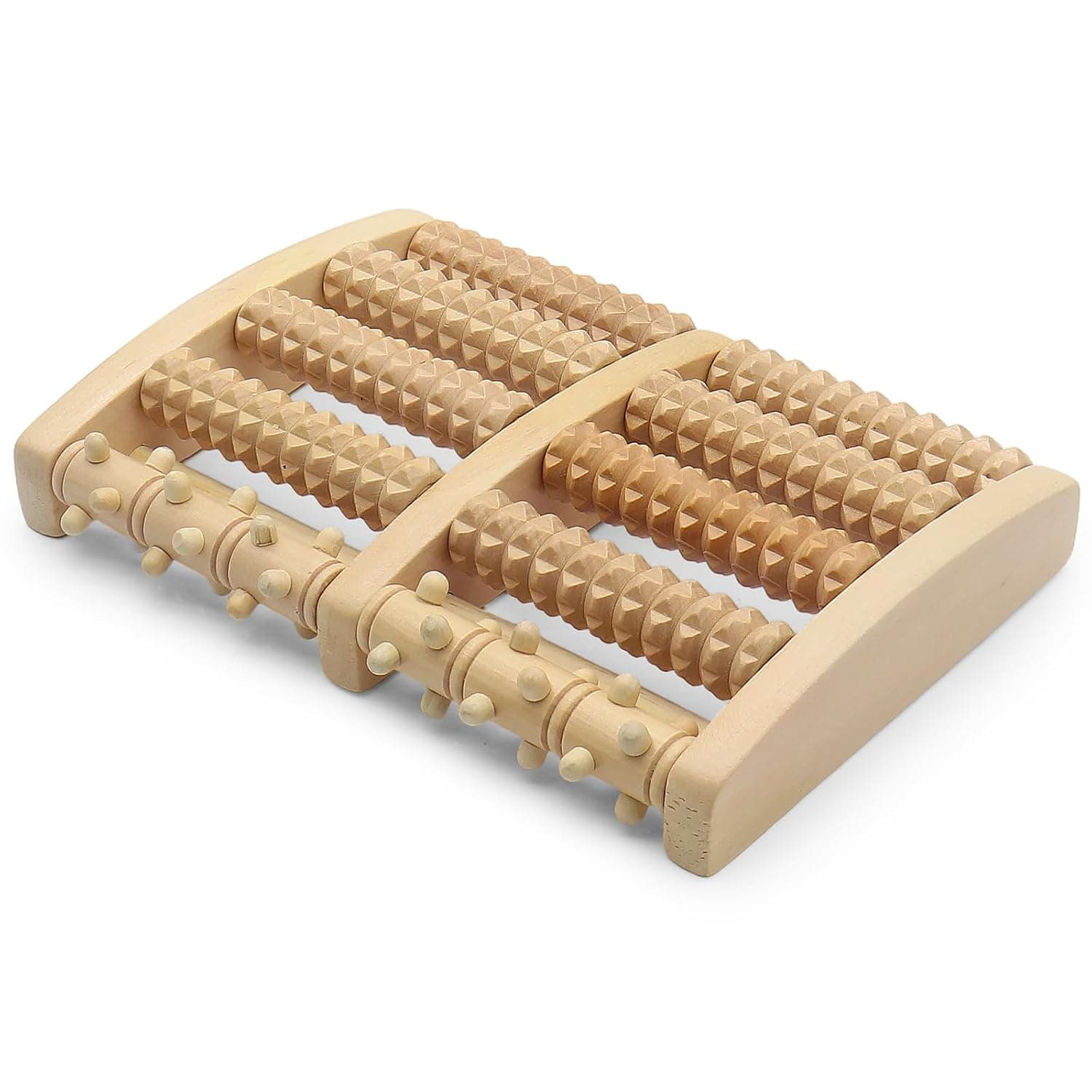 Wooden Foot Massager Roller – Dual-Foot Acupressure Roller for Arch Relaxation, Stress Relief, Deep Pressure Foot Massage, Relaxing Wooden Foot Roller