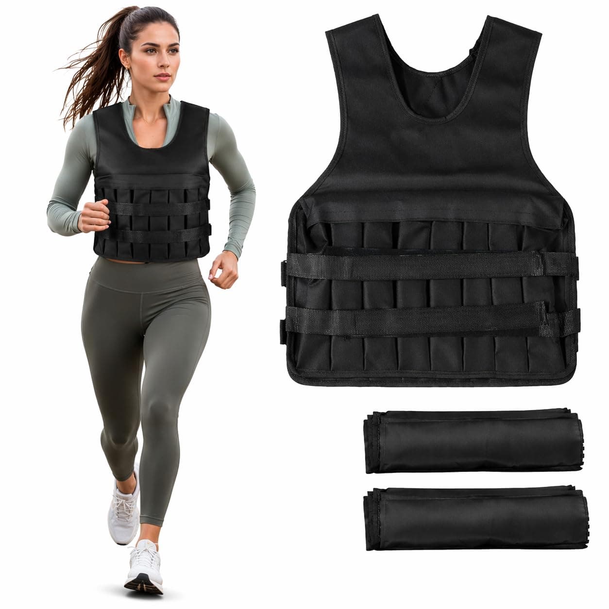 Hcosmy Adjustable Weighted Vest, 5kg/10kg/20kg Sport Breathable Body Weight Vest Running Exercise Workout Equipment, Weightloading Sand Clothing for Men, Women, Kids