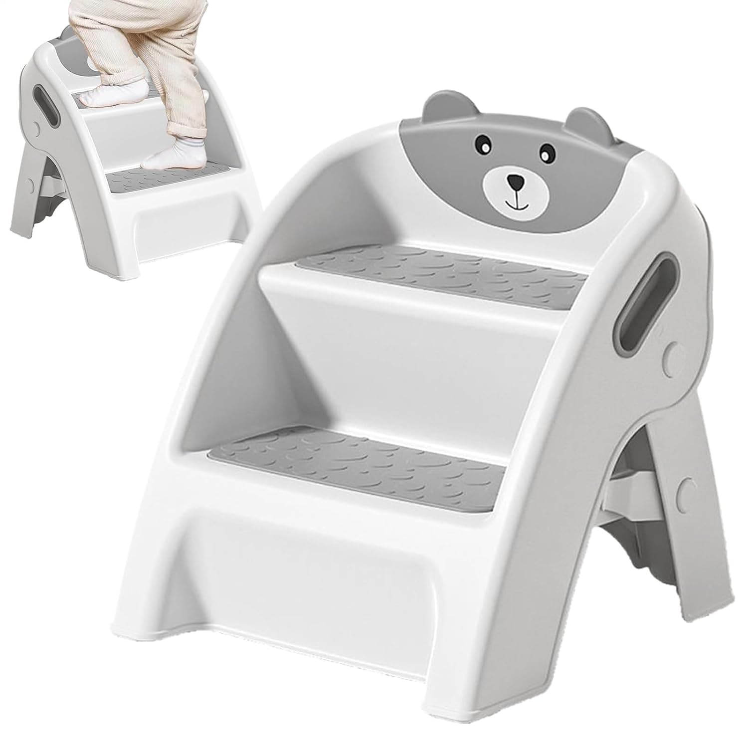 Kids Step Stool for Bathroom Sink Non-Slip Handle Lightweight Stairs | Folding Bathroom Stool Toilet Potty Training Kitchen Bedside Toilet Training Washing Hands Shower Seniors Boys Girls Infant