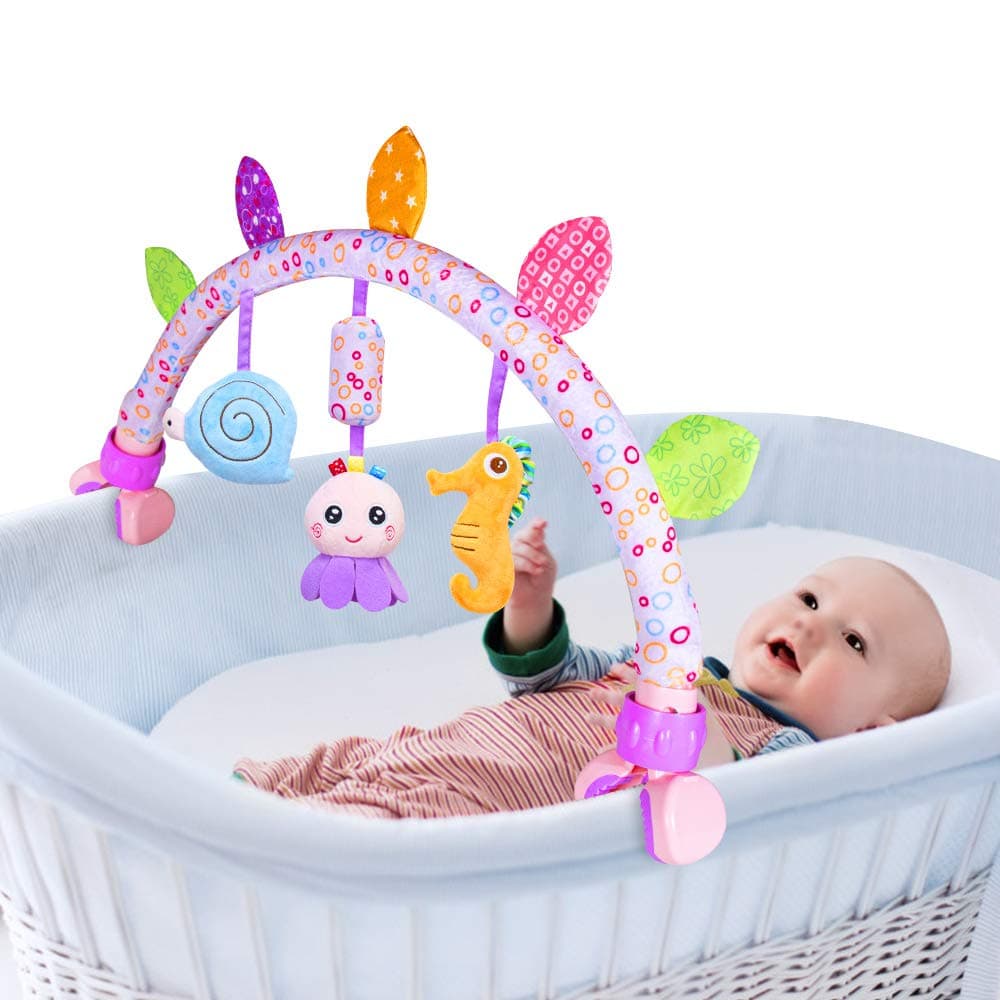 Baby bassinet toys, Infant & Toddlers Crib and Pushchair toy, Travel Arch Stroller toy & Pram Activity toys for indoor and outdoor (Ocean)