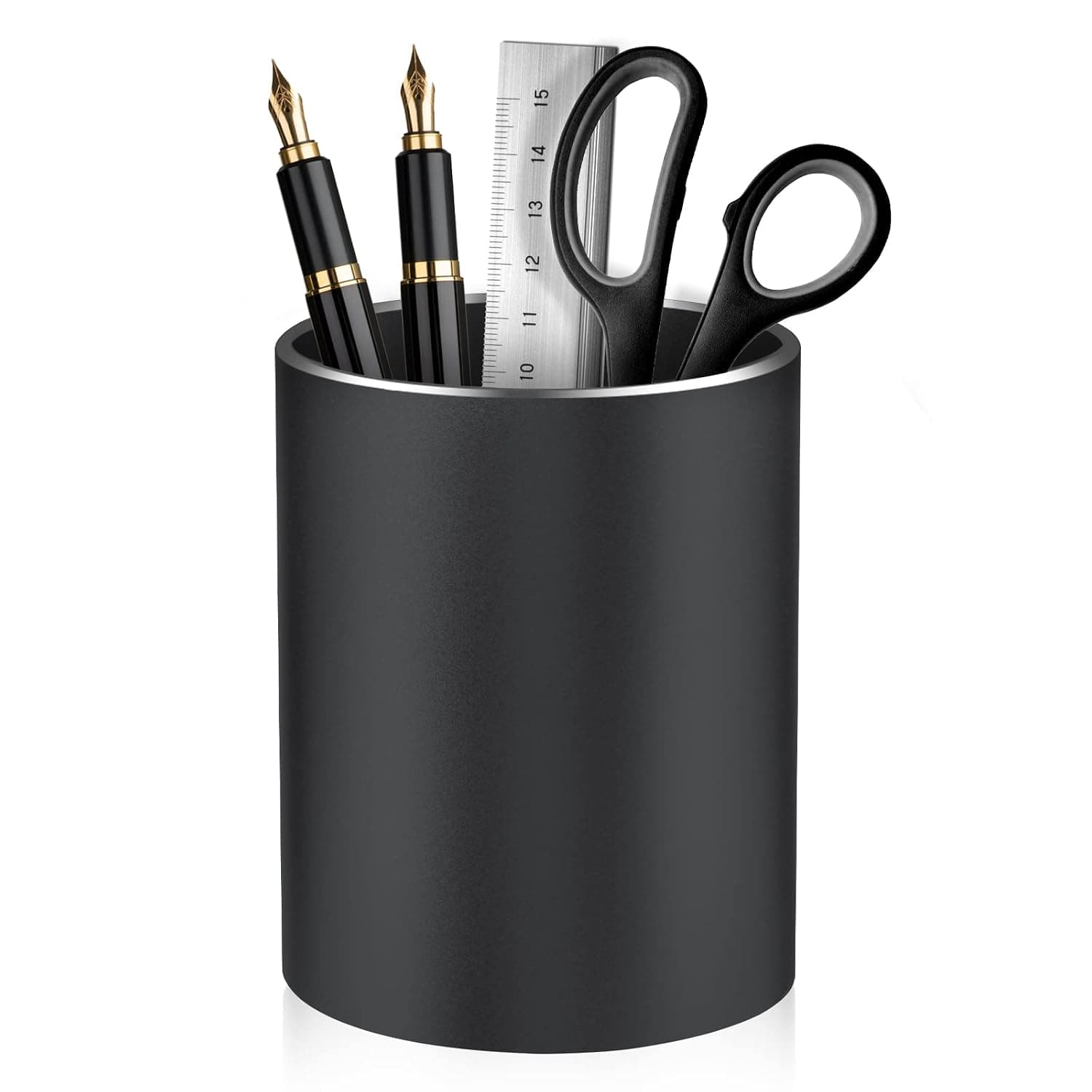 Pen Holder Pencil Holder for Desk, Metal pen pots for desk, Makeup Brush Holder, pencil cup, pen organizer for desk, for Office, School, Home, and Kids 3.9×3.14inch (Black)
