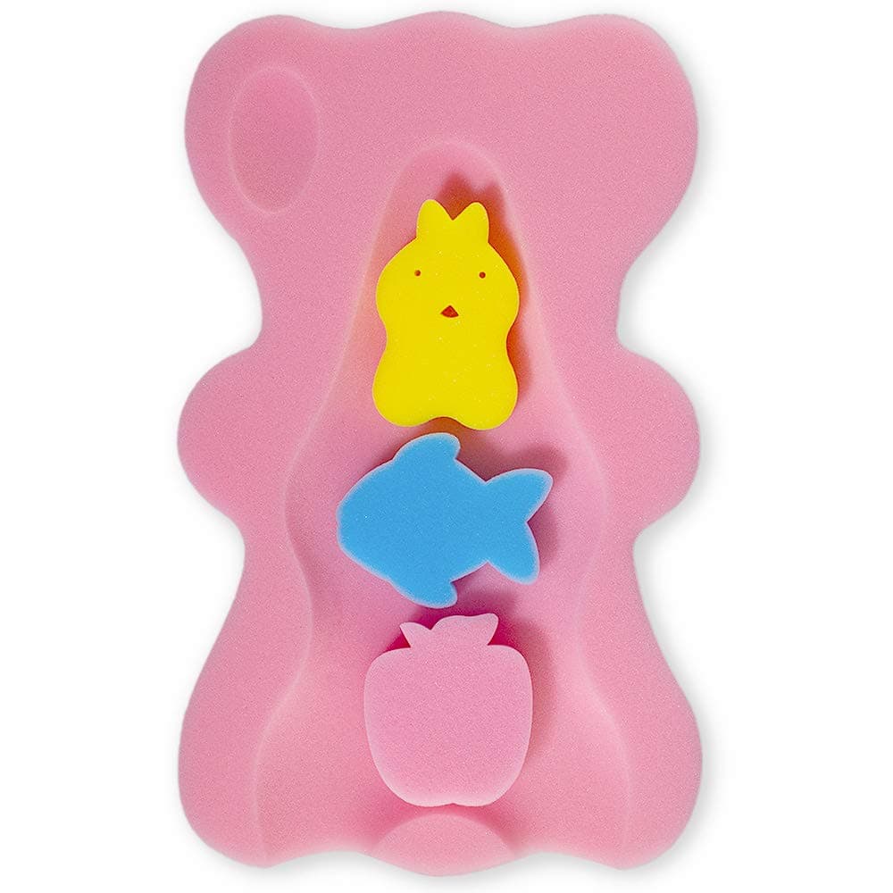HALLO (Pink) - Soft Infant Bath Sponge Anti Bacterial And Skid Proof Baby Bath Mat Newborn Odour Free (Pink)