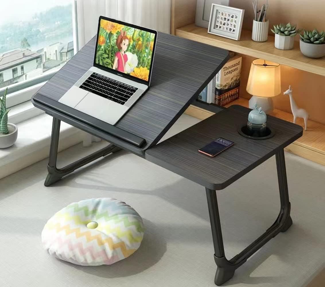YelaJoy Laptop Desk for Bed and Couch - Portable, Adjustable, Foldable Table With Cup Holder (Black)