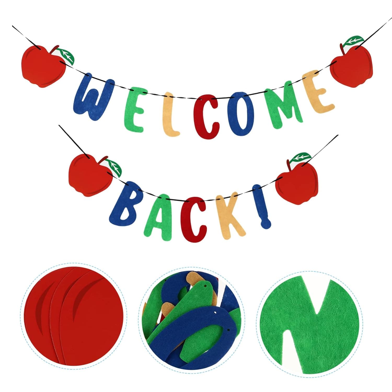 NALACAL 1Pc Colorful Back to School Garland Banners Pre Strung Welcome Back Decorations for Classroom Parties for Photo Booth Props Wall Hanging Decor Reusable