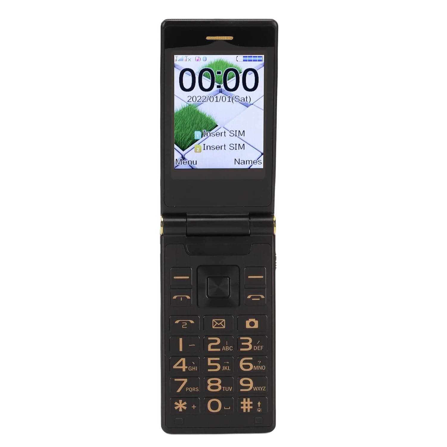 Senior Flip Cell Phone with Loud Speaker Dual Screen, SOS Big Buttons, FM Radio, 5900mAh Battery for Easy Use (Tarnish)
