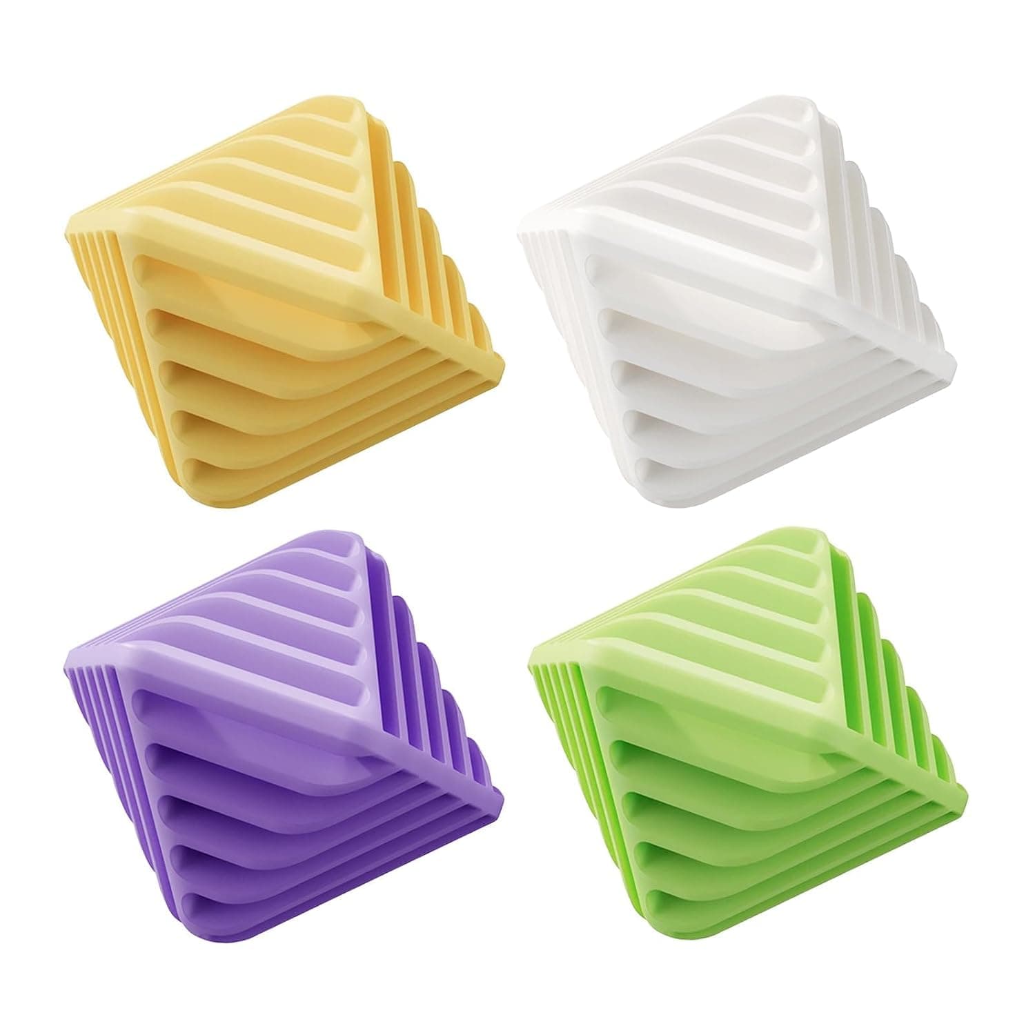 4 Pack Reusable Laundry Anti Static Balls – Cube Agitator Balls for Washing Machine Fabric Softener – Textured to Prevent Tangles and Enhance Cleaning (Yellow, Purple, Green, White)