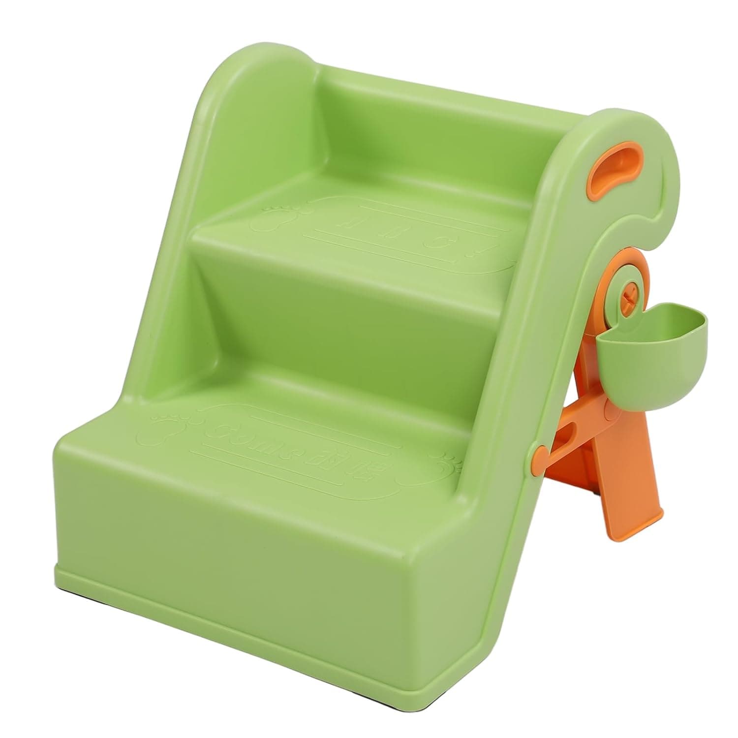2-Tier Children's Stool, Space Saving Handrail, Non-Slip Folding Stool for Kitchen (Green)