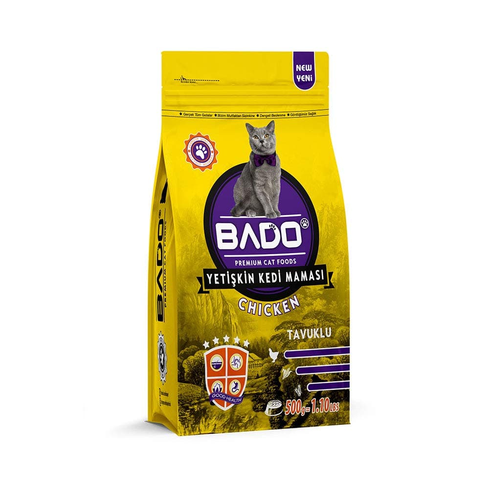 Bado Adult Dry Cat Food – Chicken Flavor – High Protein with Taurine & Fiber for Heart, Vision & Digestive Health – 500g