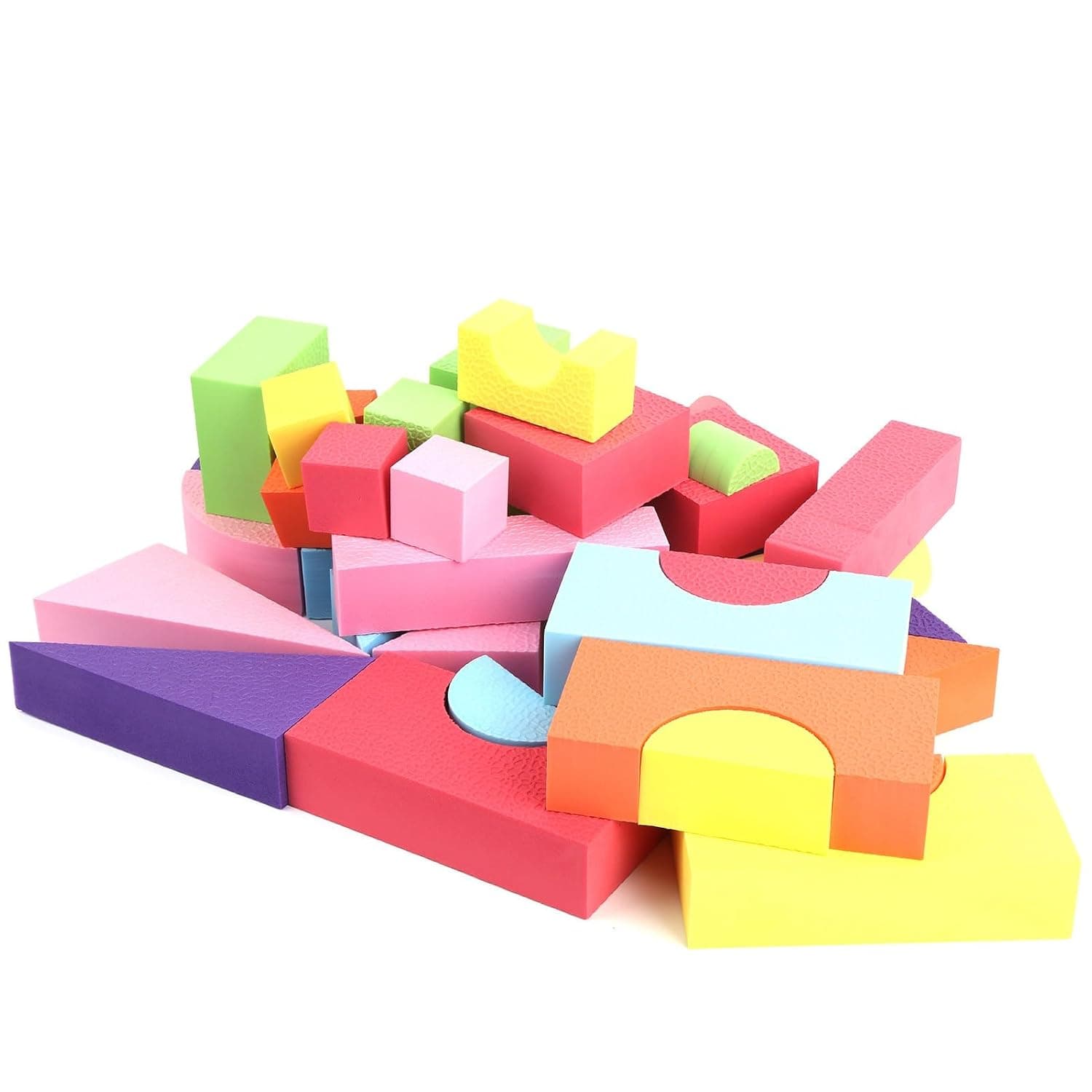 Hidyliu Educational Multicoloured EVA Foam Building Blocks for 52 Soft Stacking Blocks for Fun Indoor and Outdoor Use