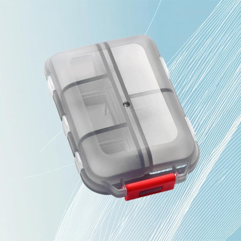 Travel Pill Organizer Box, Portable Pill Case, Pill Box Dispenser, with 10 Compartments for Different Medicines, Fish Oil, Vitamin, Supplements(Gray)