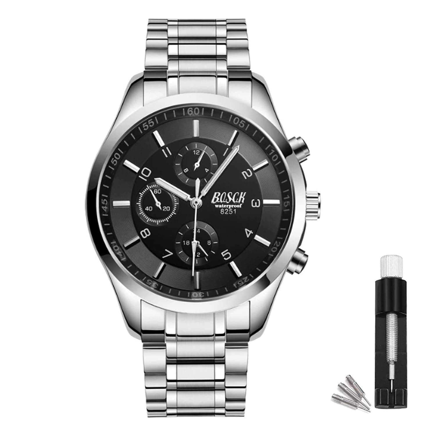 BOSCK Casual Business Watches Men(No Chronograph), Fashion Sport Mens Wristwatches with Stainless Steel,30M Waterproof Watches Quartz Mens Watches Wrist Watches for Men