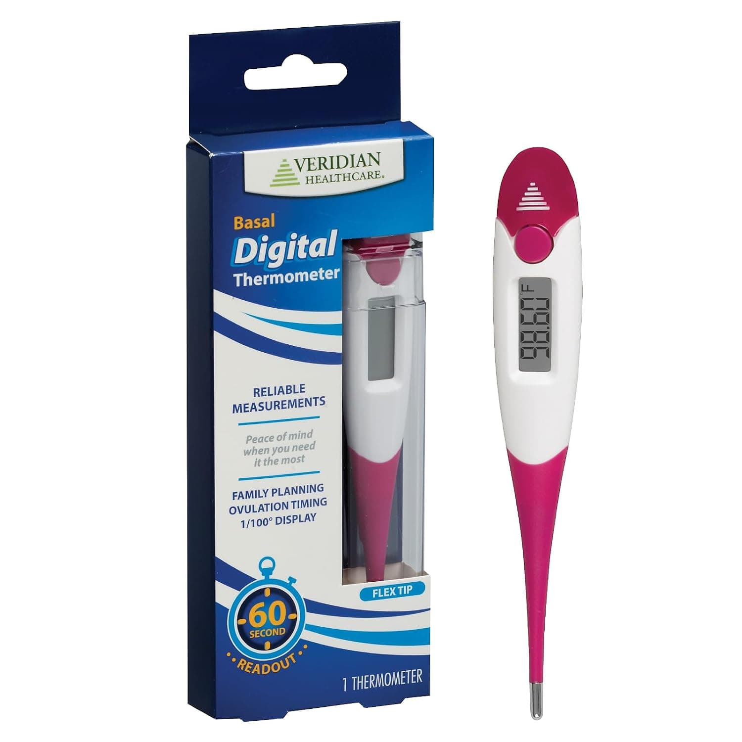 Veridian Healthcare Basal Digital Thermometer for Ovulation Tracking, Natural Family Planning and Fertility | Fahrenheit and Celsius