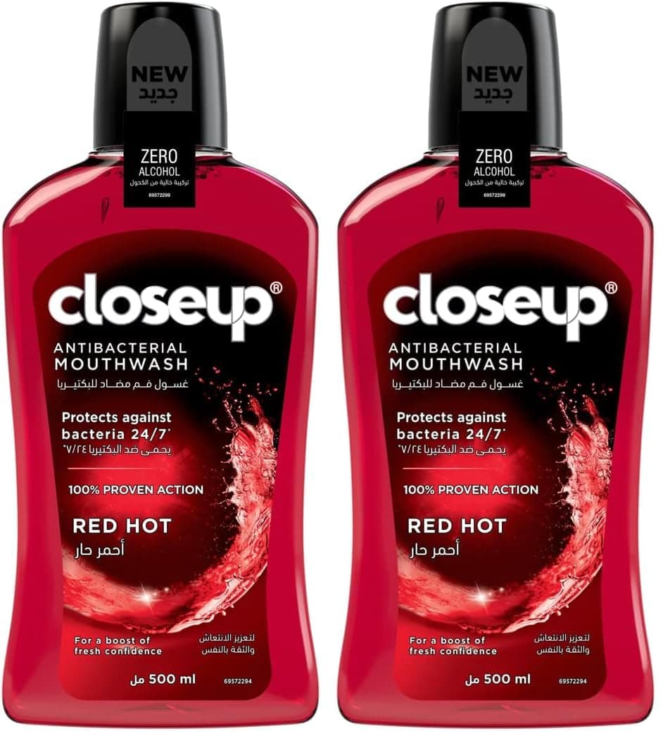 Close Up Antibacterial Mouthwash, Red Hot, 500ml (Pack of 2)