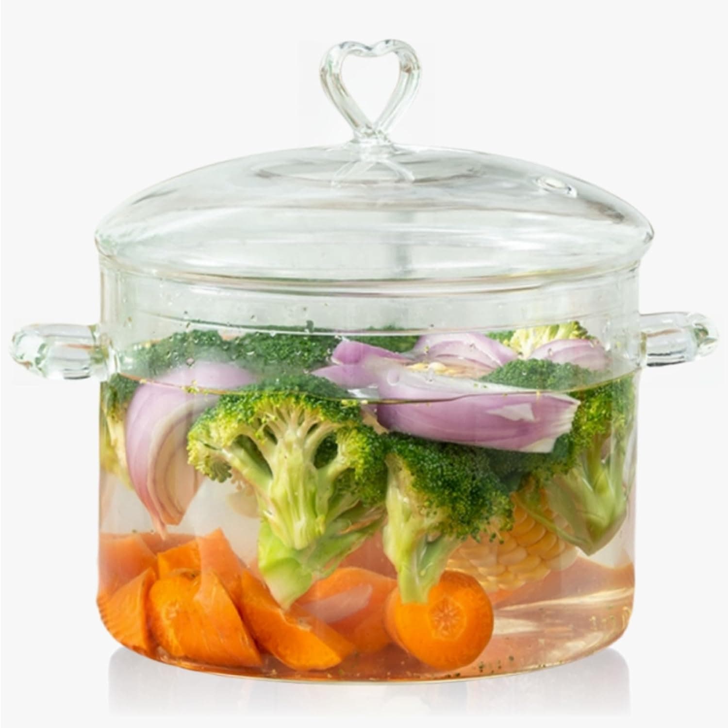 4L Glass Cooking Pot, 4.2Qt/4000ml, Heart Shape Lid, Borosilicate Glass Simmer Pot, Glass Pots for Cooking on Stove, Heat Resistant, Simmer Pot for Stove Potpourri, for Soups,Pasta,Ramen | Heat Resistant, Easy to Clean, High Thermal Conductivity, Dishwasher, Oven, Gas and Electric Stove Safe