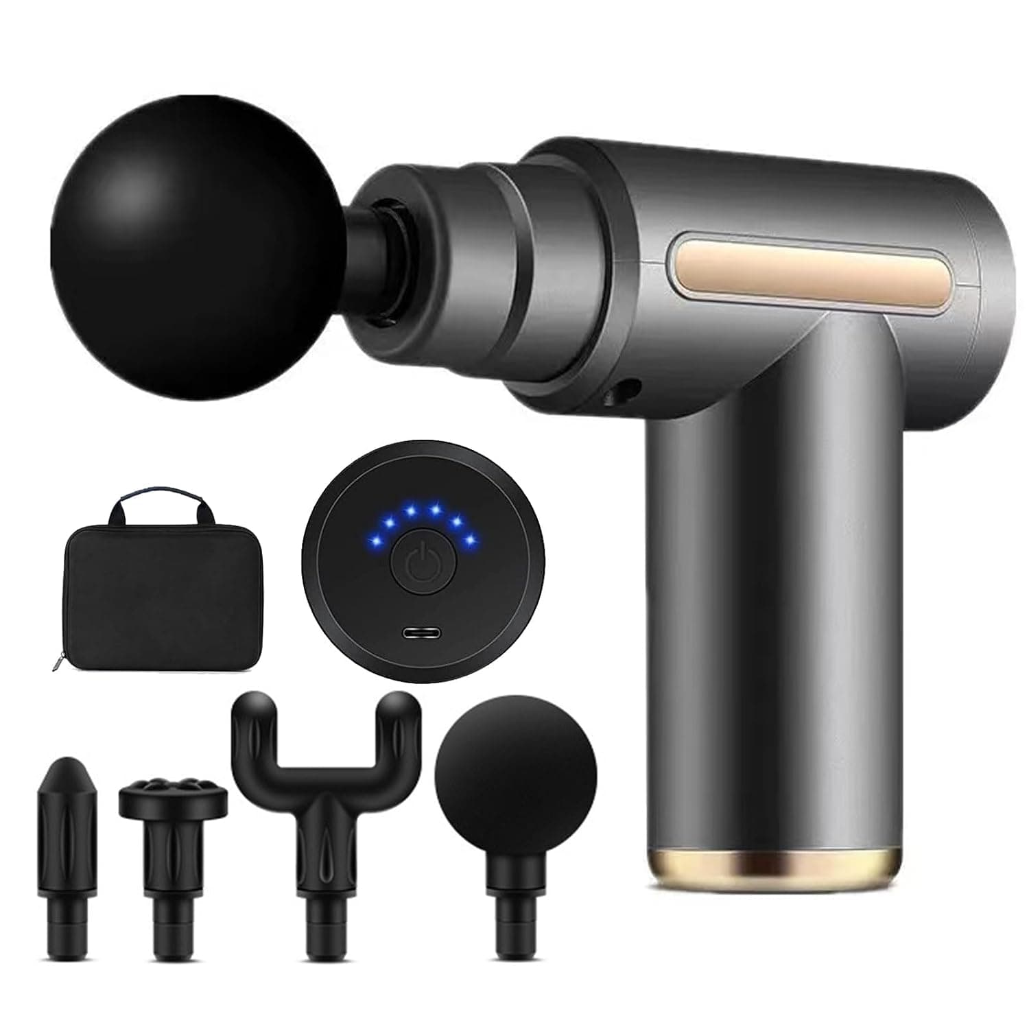 Mini Massage Gun, Electric Handheld Massage Gun Deep Tissue, 6 Speeds, USB-C Fast Charge, Button adjustment For Home Office Workout Muscle Massage Relax, The best gift for your family-Grey