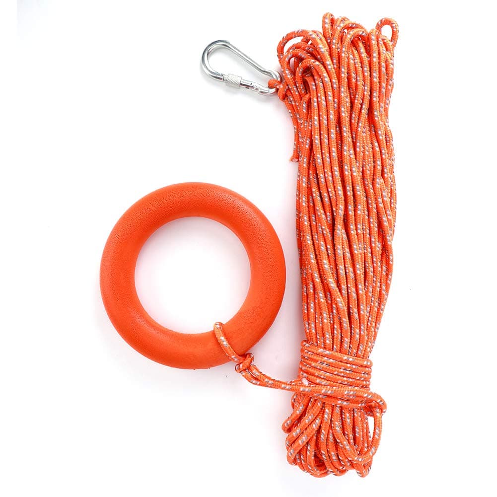 Jenngaoo Water Floating Lifesaving Rope, 30M Outdoor Reflective Lifeline with Hook Pull Rings Lifesaving Equipment for Boating Fishing