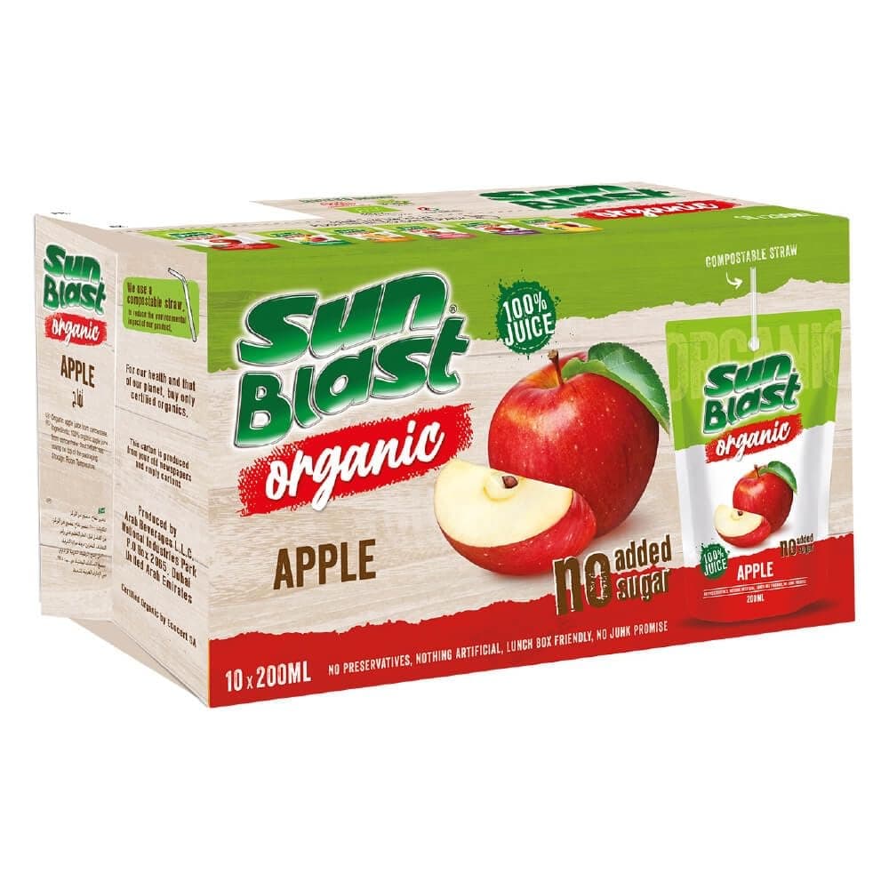 Sun Blast 100% Organic Apple Juice, 10 x 200 ml