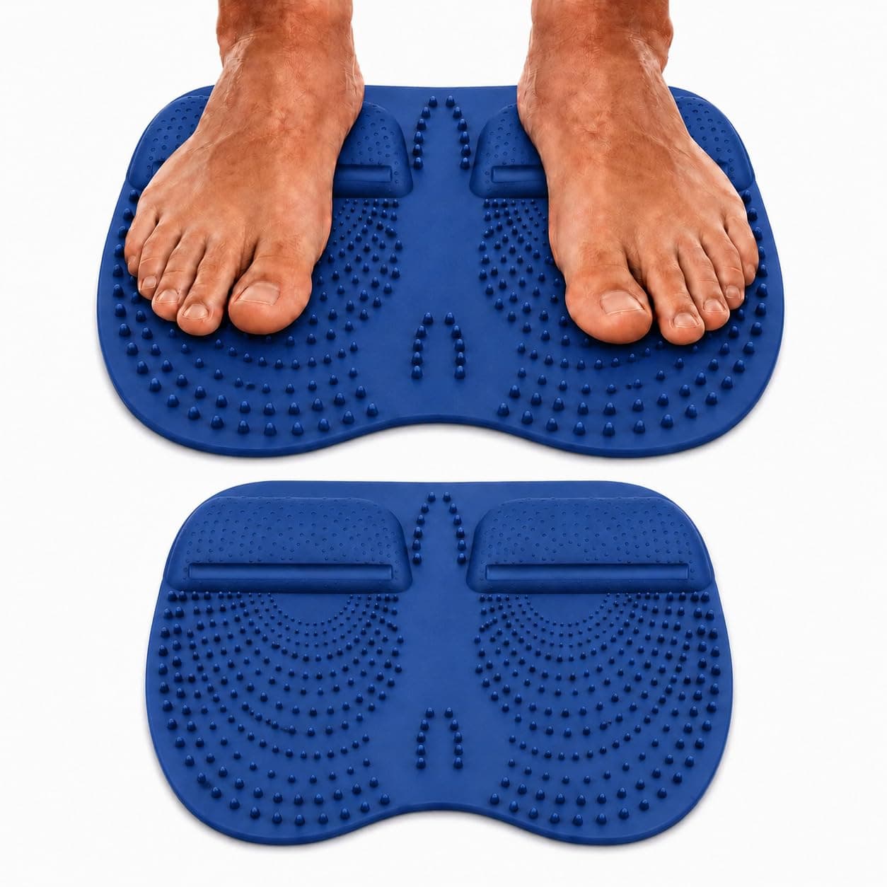2 Pack Silicone Foot Massage Mat, Acupressure Reflexology Foot Massager for Plantar Fascia Relief, Blue Non Slip Foot Pad for Tired Feet, Heels, Arches, Home Office Travel, Manual Relaxation UK Daily