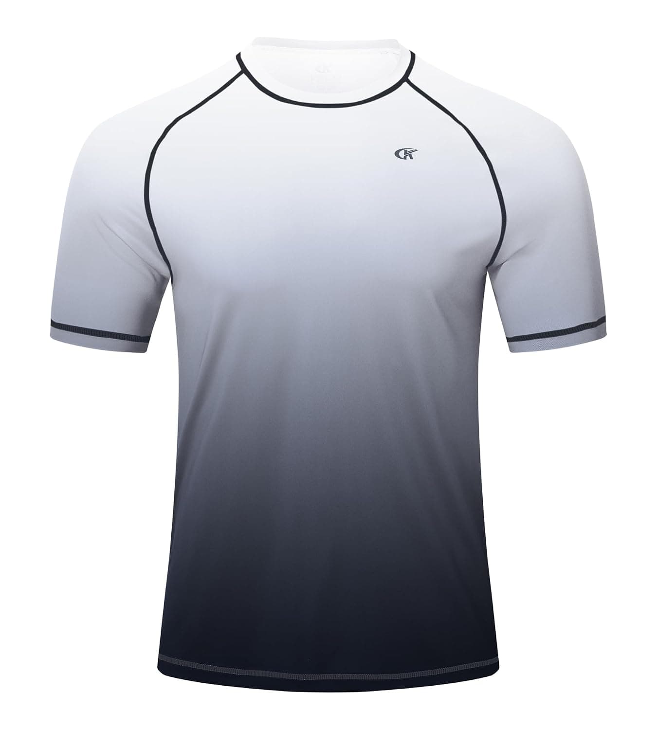 Huayuzh Men's Watersport Rash Guards Swimming Shirts UV Swim Top UPF 50+ Quick Dry Short Sleeve Surfing Running Sports Top