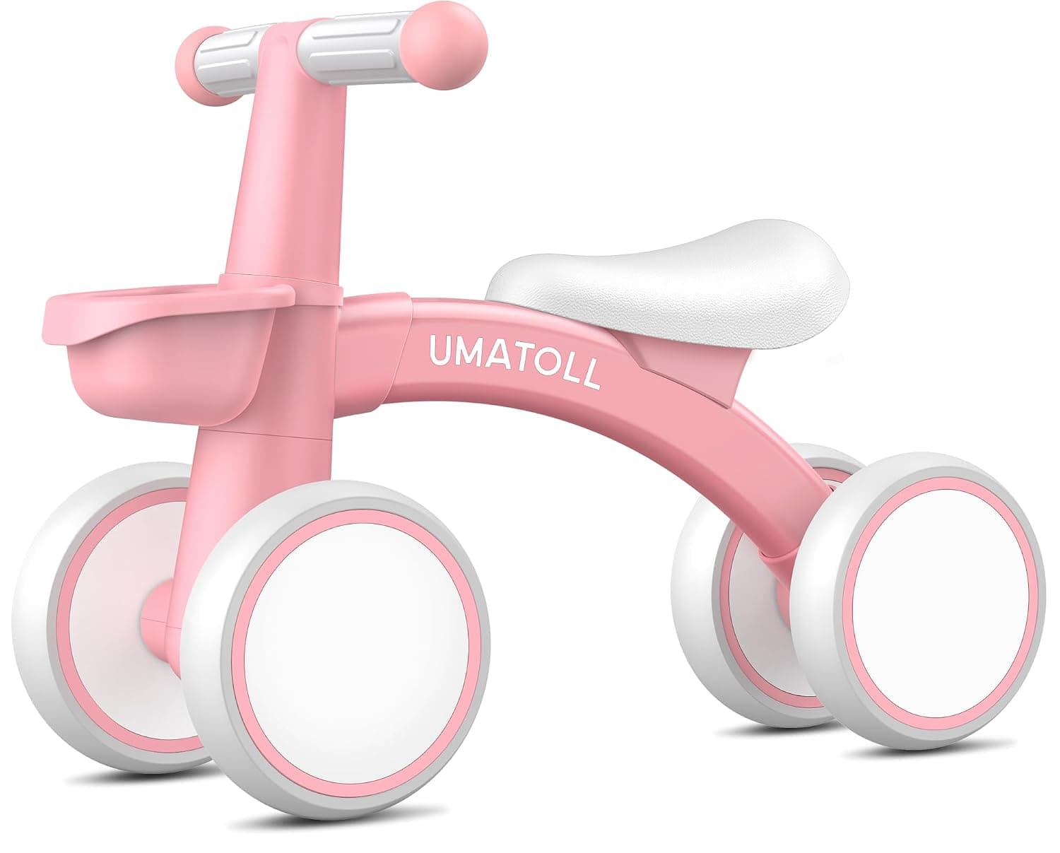 Umatoll 1 Year Old Child's Balance Bicycle with Basket, 12-24 Months Children's Bicycle with Basket, Bike Toy for Toddlers Baby, First Birthday Gift