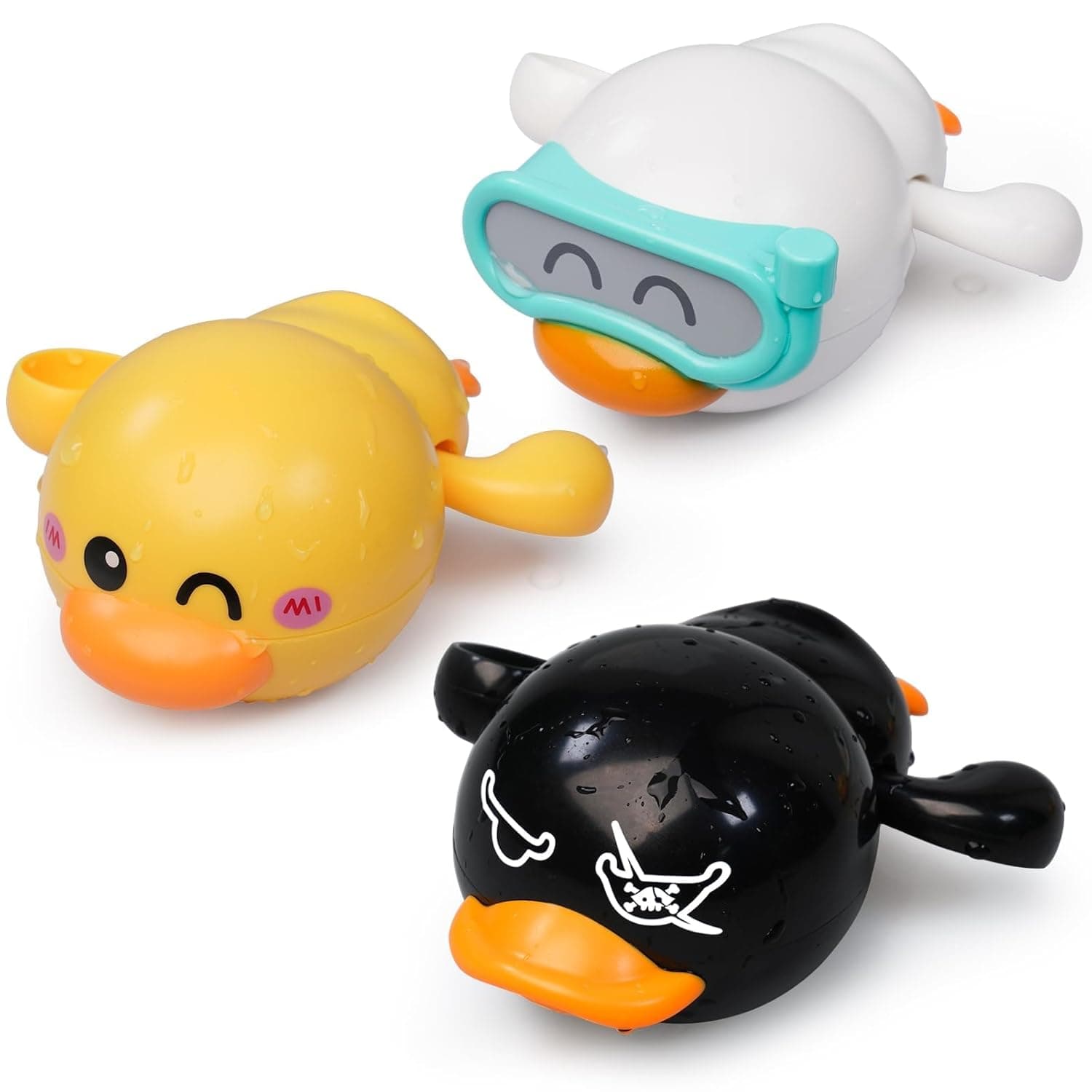 Excefore Baby Bath Toys, 3 Pcs Wind Up Duck Bathtub Toys for Toddlers 1-3 Years Old, Floating Pool Games, Water Toys for Swimming for Boys and Girls