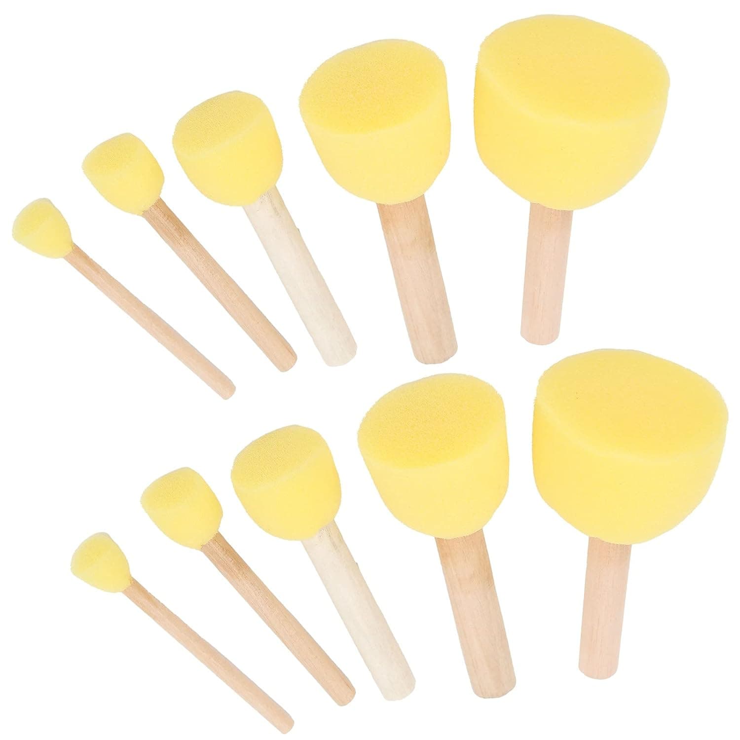 20pcs Sponge Brush Set Round Yellow Mushroom Stick Painting Tools for Children Craft Drawing