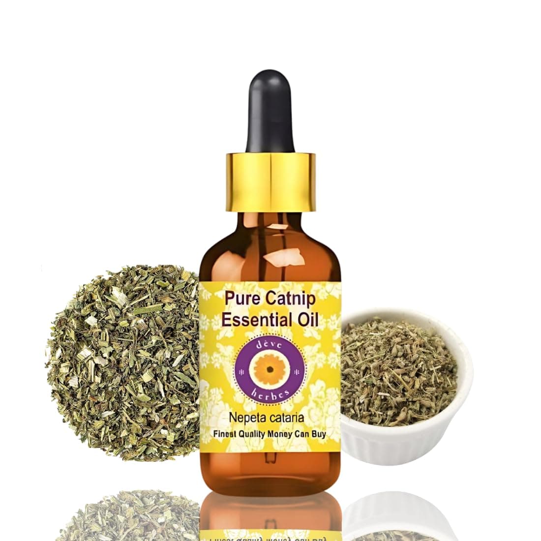Deve Herbes Pure Catnip Essential Oil (Nepeta cataria) Steam Distilled With Glass Dropper 10ml (0.33 oz)