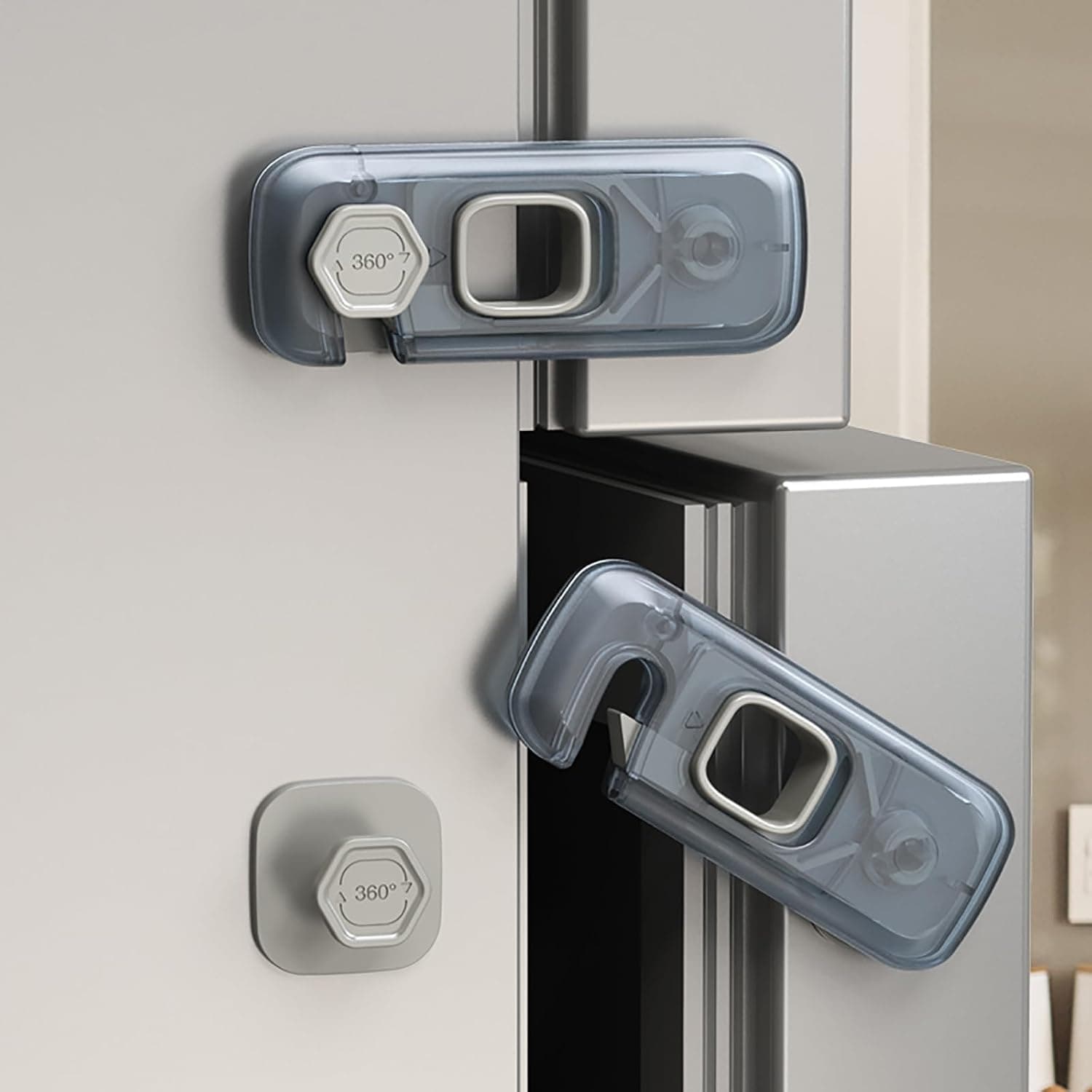 LONIMIA5 Pcs Fridge Locks for Toddlers, Child Proof Refrigerator Lock Baby Safety Cabinet Locks for Fridge, Cabinets, Freezer Apply to Max 1"(25mm) Sealing Strip (Clear) (Clear)