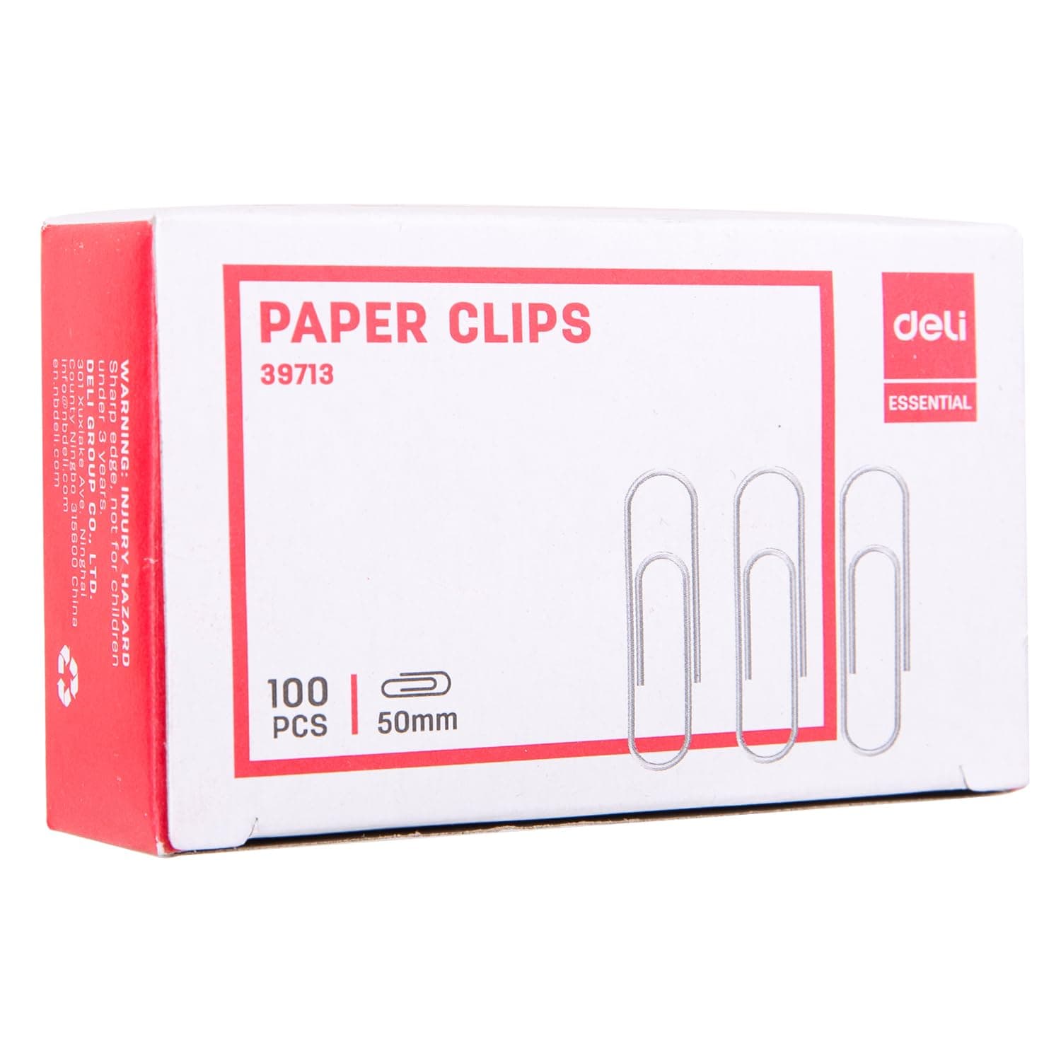 Deli Paper Clips, 50 mm Size, Silver
