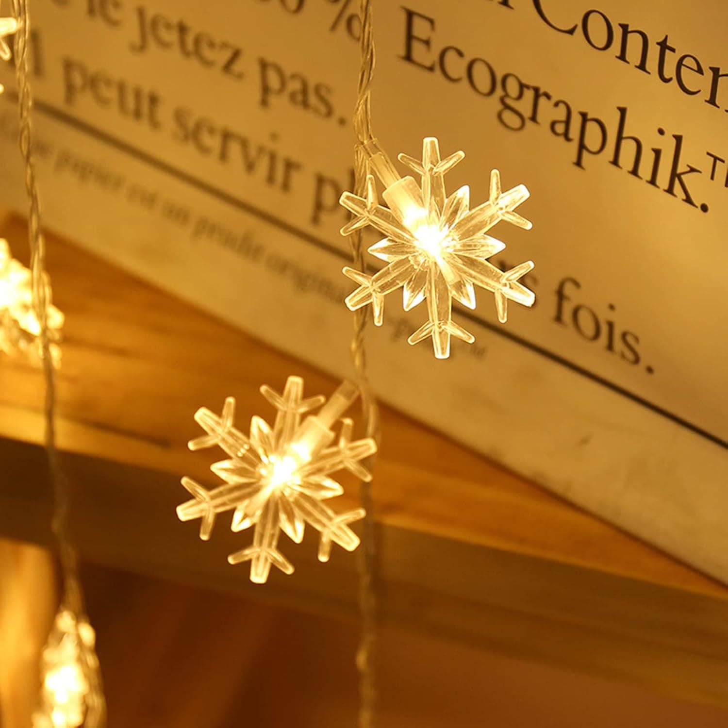 Fawoonu Snowflake USB String Light Room Decoration Holiday Party Light Outdoor Camping Decorative Modeling Lamp