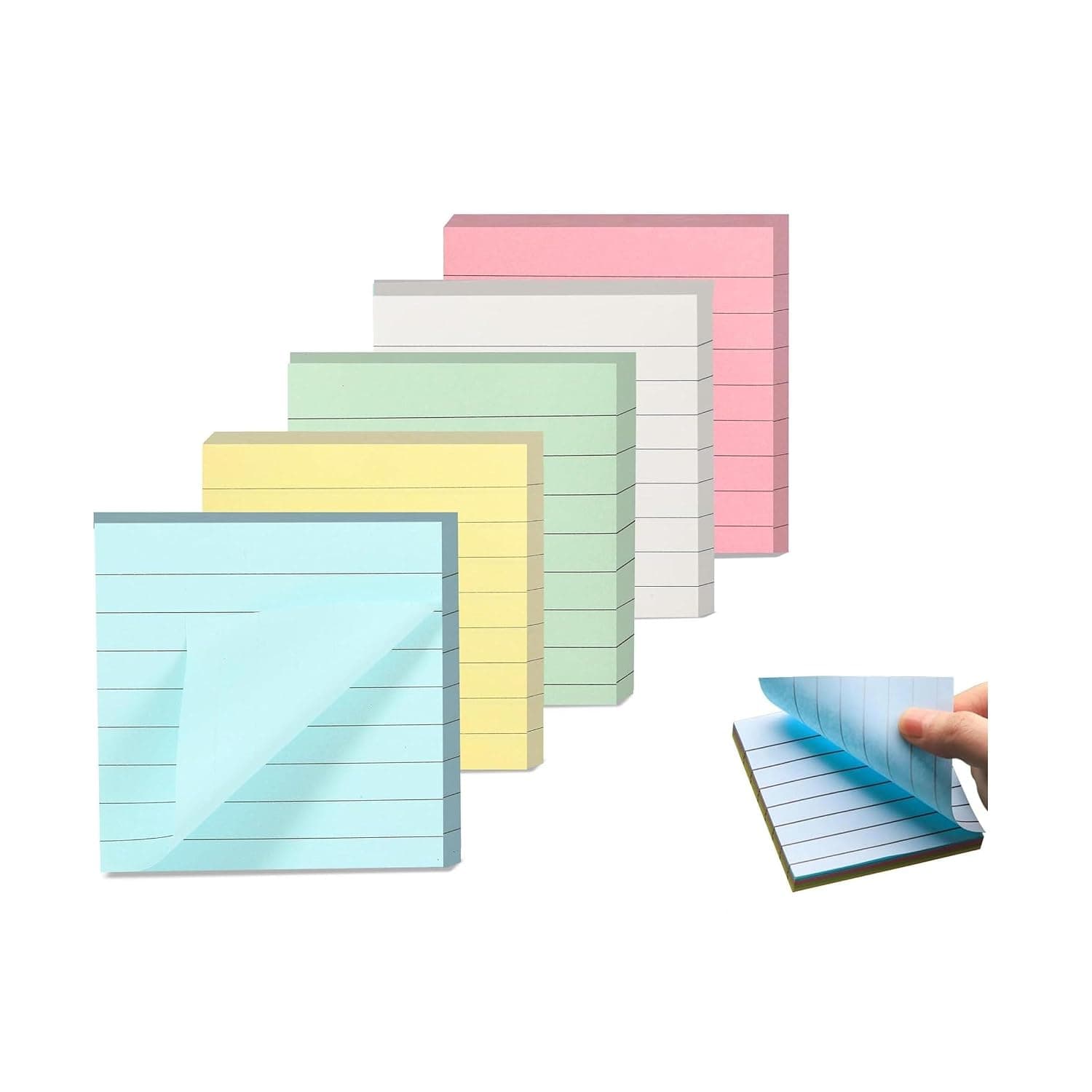 LinJie 5 Pack to Do List Sticky Notes,3x3InchClear Lined Sticky Notes - 400 Sheets, Sticky Tabs, Easy to Post for Home, Office, Notebook,Adhesive Easy To Peel Portable Practi