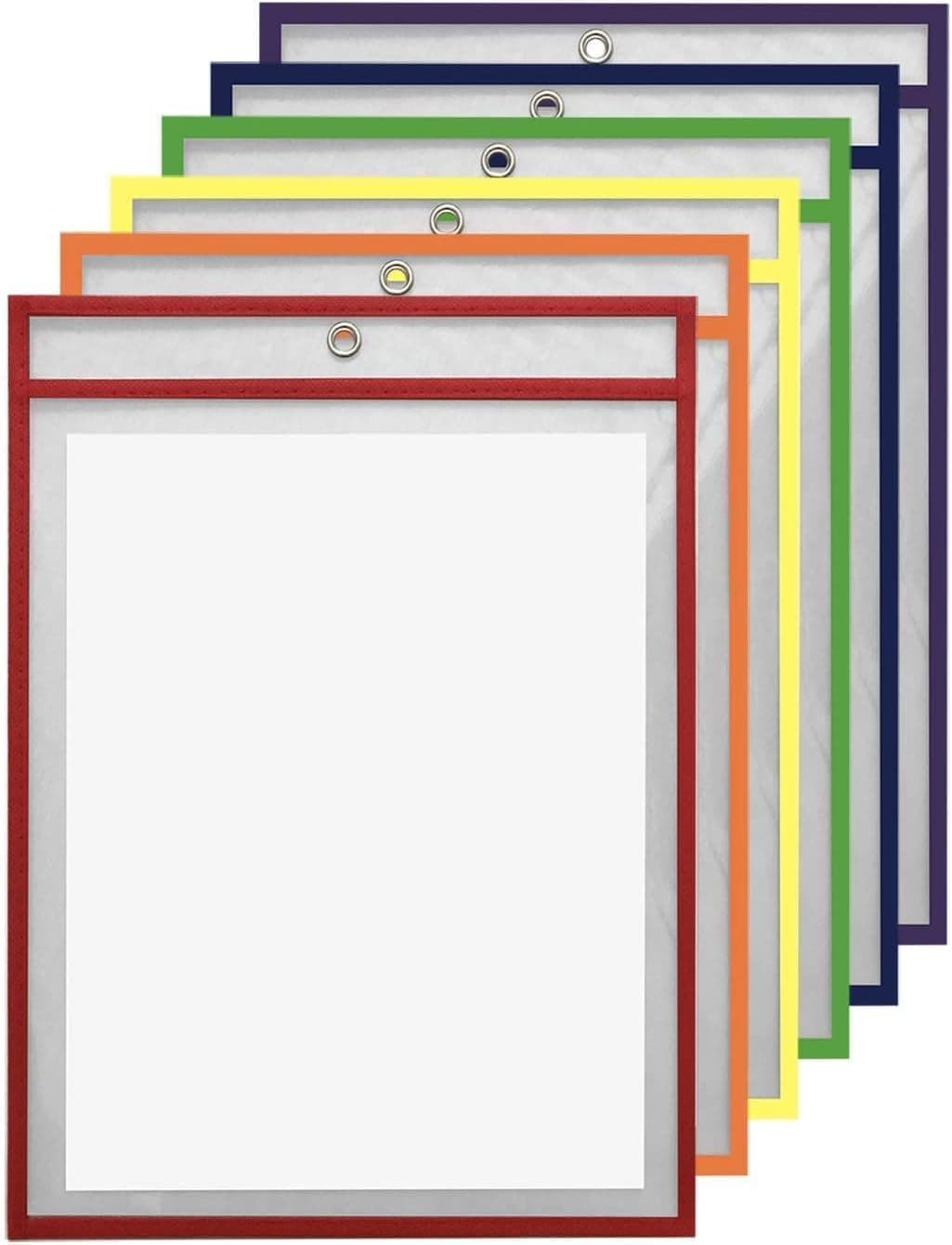 X spring Dry Erase Pockets, 10 Pack Reusable Plastic Sleeves, 25.5x35.5cm, Waterproof Sheet Protectors for Classroom, School, Office, Home, Teaching Supplies, Mixed Colors