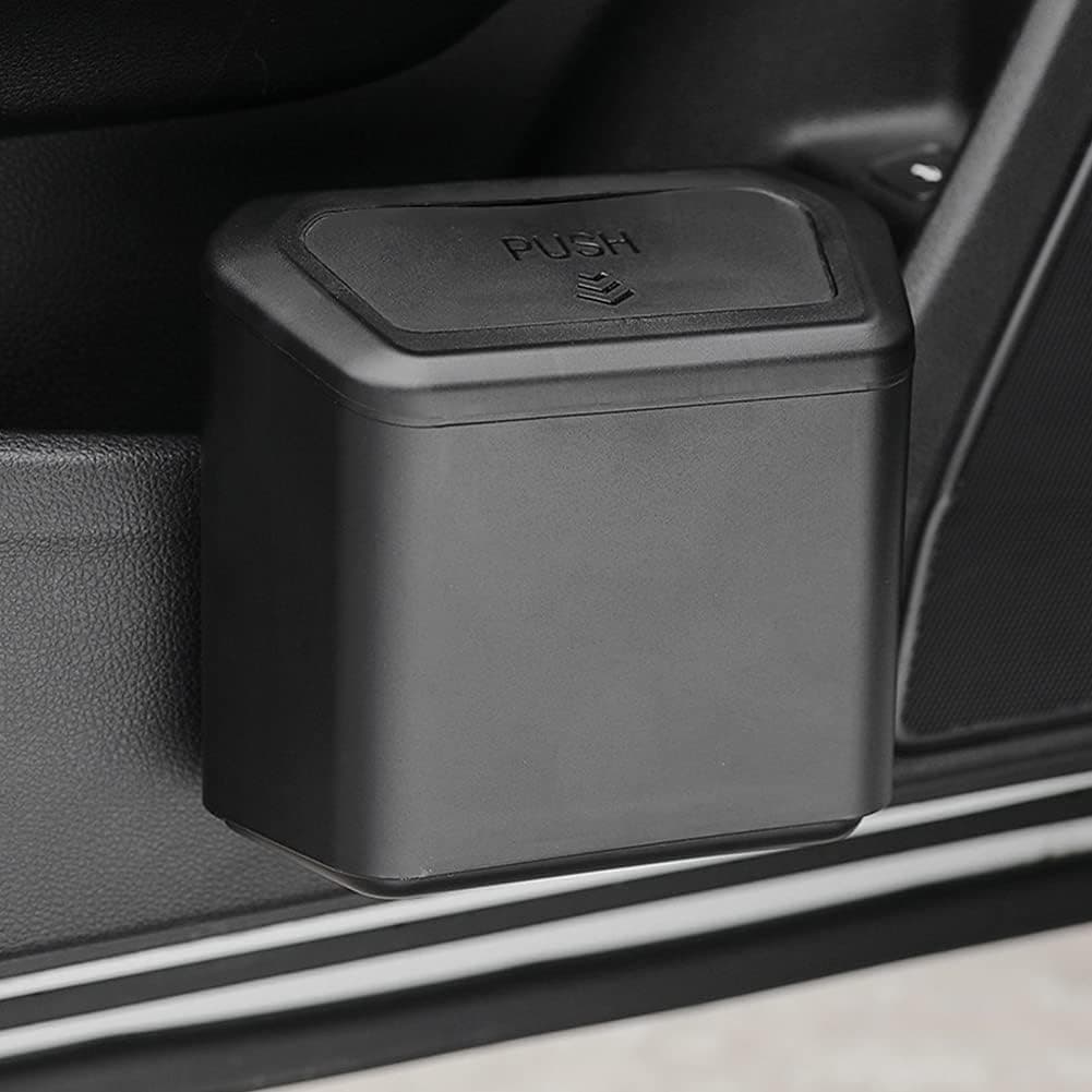 Aputue Car Trash Can With Lid, 36x14cm Leakproof Mini Garbage Bin with Removable Lid, Easy to Clean Car Trash Container for Automotive, Truck, Office and Home Use, Durable Vehicle Waste Disposal Bag