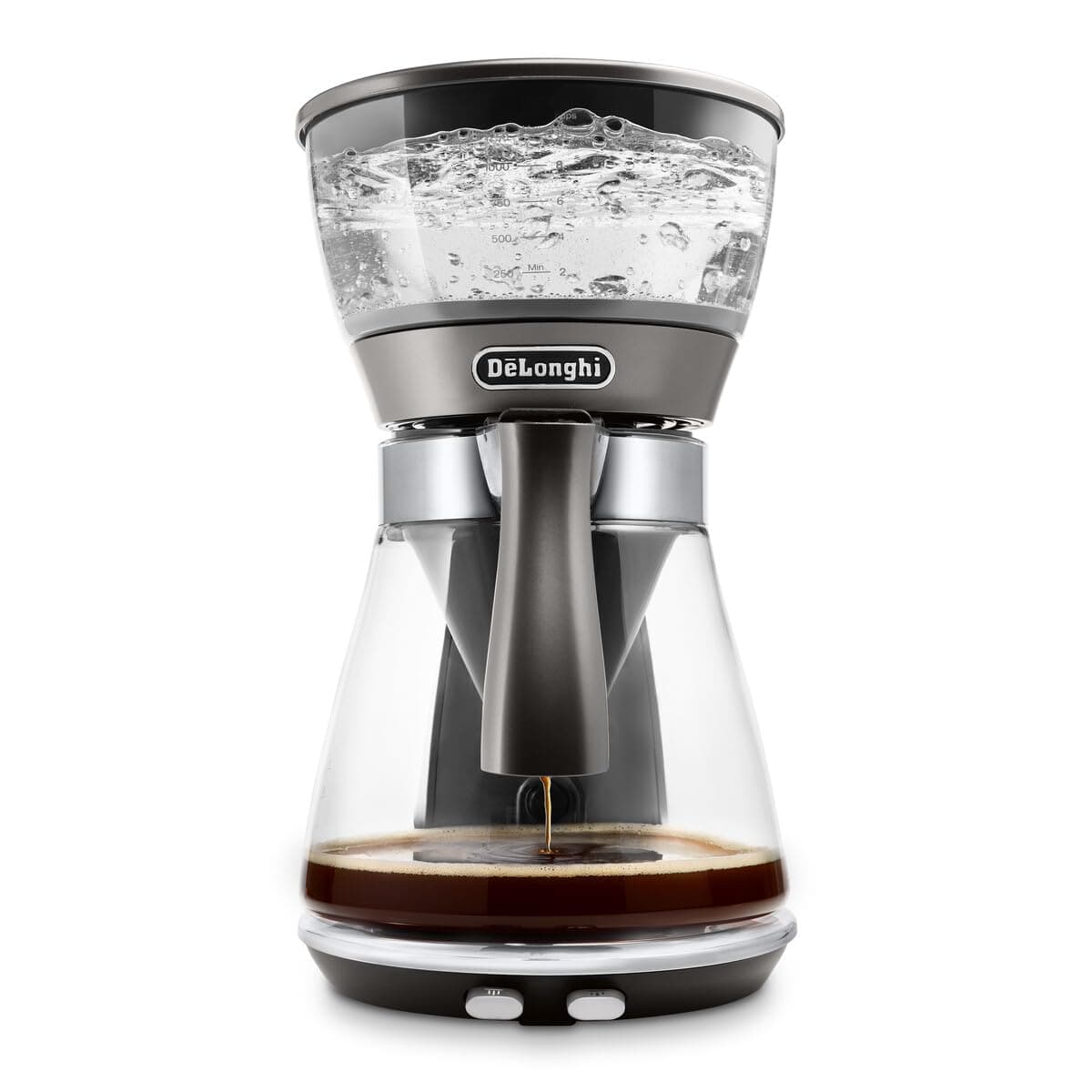 De'Longhi Coffee Machine Up To 10 Cup Americano Maker, 1800W, Auto Shut Off, Anti Drip Feature, Glass, Easy To Clean , ICM17210, Silver/Glass,