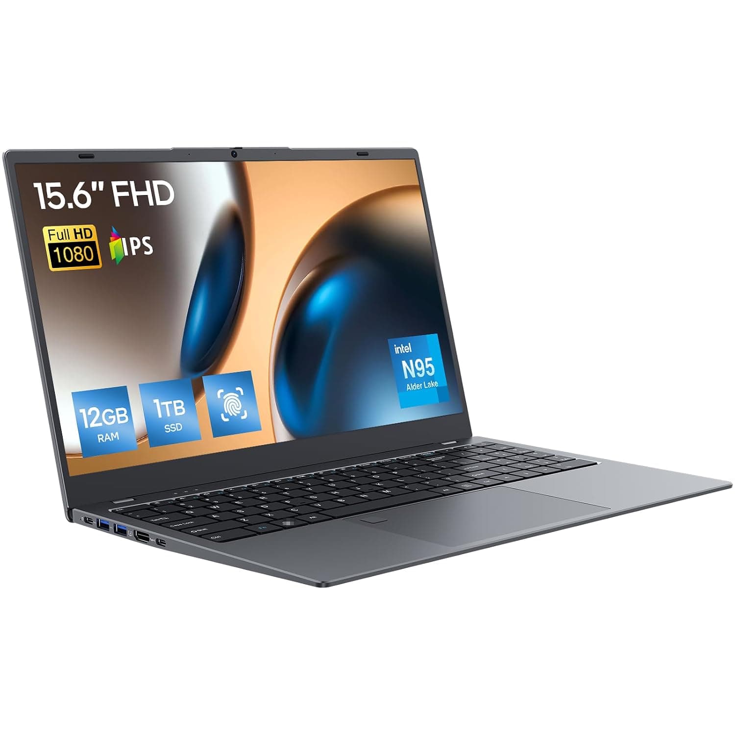 Laptop Computer, 12GB DDR5/1TB SSD, N95 Quad-Core, 15.6 inch 1920x1080 FHD Display, Dual Band WiFi, BT5.0